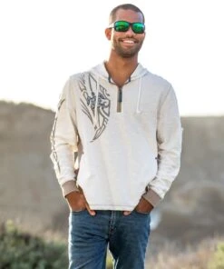 Honu Mana - Natural/Gray Long Sleeve Longboard Hooded Tee