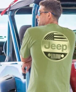 Jeep Stars And Bars - Hemp Dyed Short Sleeve Crewneck T-Shirt
