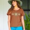 Blossom Quilt - Cinnamon Dyed Short Sleeve Scoop Neck T-Shirt