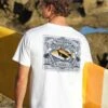 Trigger Fish Stamp - White Short Sleeve Crewneck T-Shirt