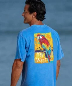 Painted Parrot - Blue Hawaii Dyed Short Sleeve Crewneck T-Shirt