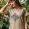Honu Tapa Quilt - Kona Coffee Dyed Short Sleeve Scoop Neck T-Shirt