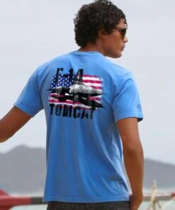 Pearl Harbor Aviation Museum F-14 Tomcat - Blue Hawaii Dyed Short Sleeve Crewneck T-Shirt
