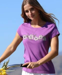 Hibiscus Retro Band - Violet Short Sleeve Pima T-Shirt